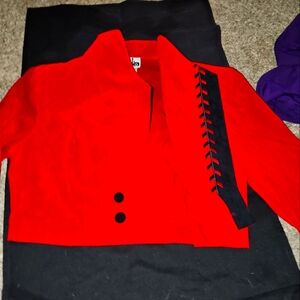 Red and Black Blazer with Modern Quilted Design